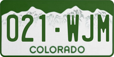 CO license plate 021WJM