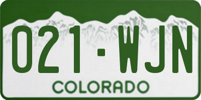 CO license plate 021WJN