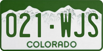 CO license plate 021WJS
