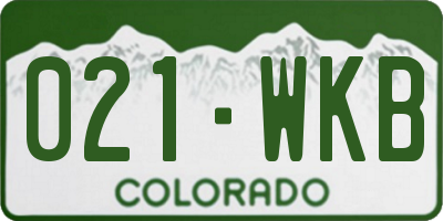 CO license plate 021WKB