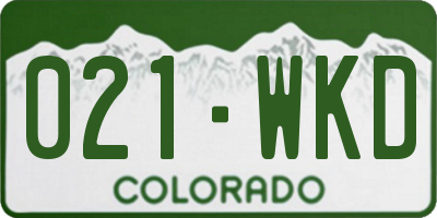 CO license plate 021WKD