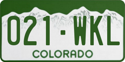 CO license plate 021WKL