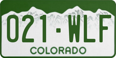 CO license plate 021WLF