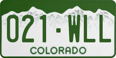 CO license plate 021WLL