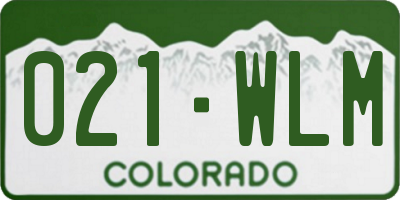 CO license plate 021WLM