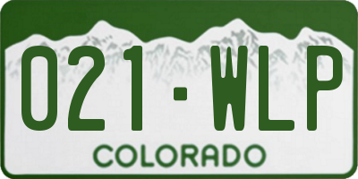 CO license plate 021WLP
