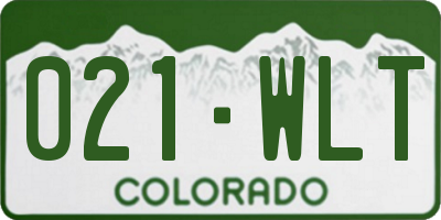 CO license plate 021WLT