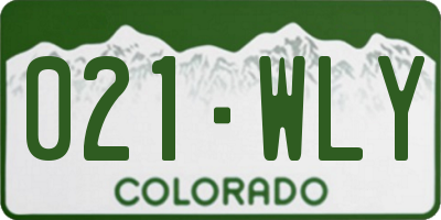 CO license plate 021WLY