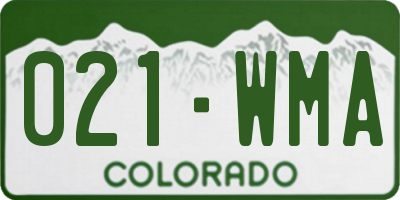 CO license plate 021WMA