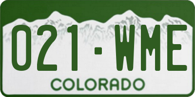 CO license plate 021WME