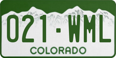 CO license plate 021WML