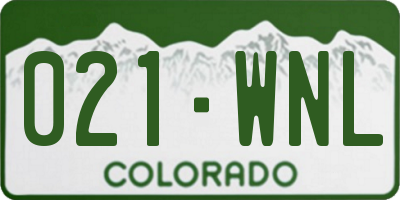 CO license plate 021WNL