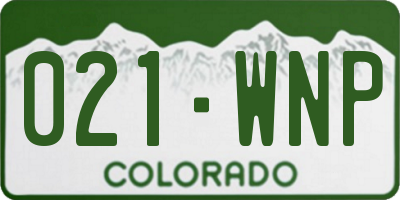 CO license plate 021WNP