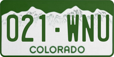 CO license plate 021WNU