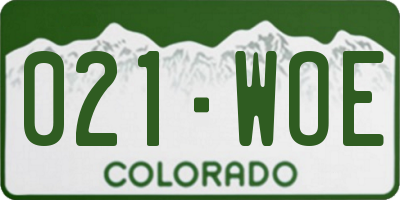 CO license plate 021WOE