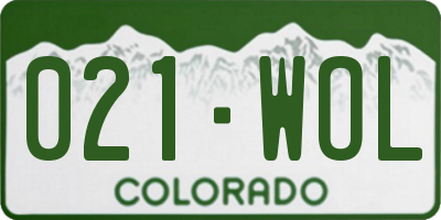 CO license plate 021WOL