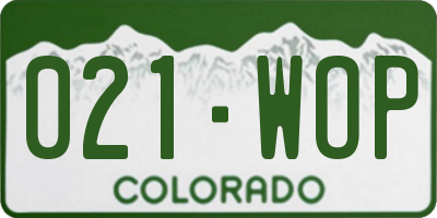 CO license plate 021WOP