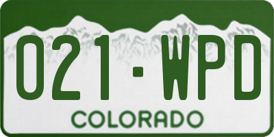 CO license plate 021WPD
