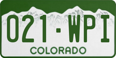 CO license plate 021WPI