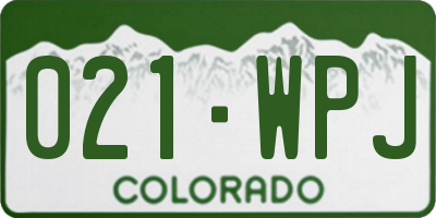 CO license plate 021WPJ