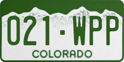 CO license plate 021WPP