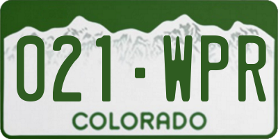 CO license plate 021WPR