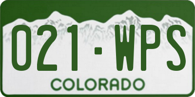 CO license plate 021WPS