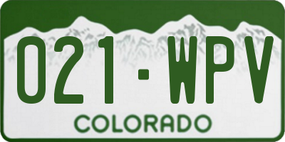 CO license plate 021WPV