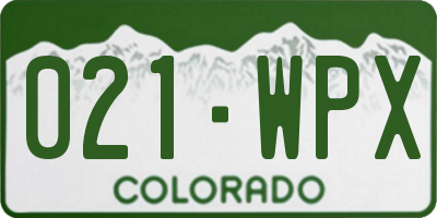 CO license plate 021WPX