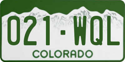 CO license plate 021WQL