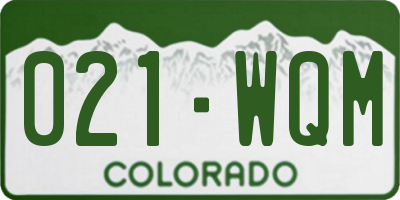 CO license plate 021WQM