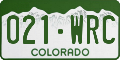 CO license plate 021WRC