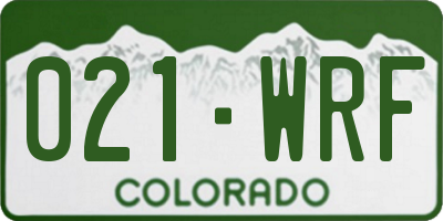 CO license plate 021WRF