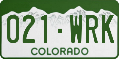 CO license plate 021WRK