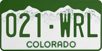 CO license plate 021WRL