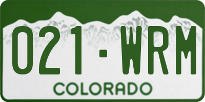 CO license plate 021WRM