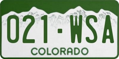 CO license plate 021WSA