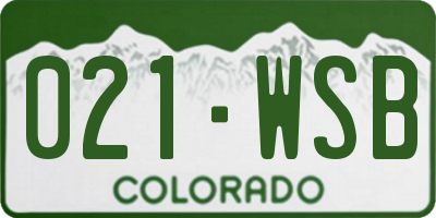 CO license plate 021WSB