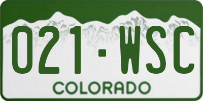 CO license plate 021WSC