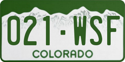 CO license plate 021WSF