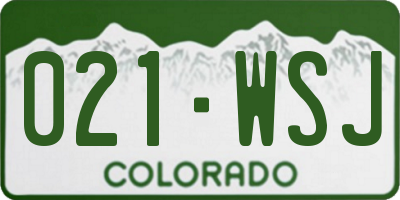CO license plate 021WSJ