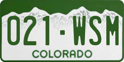 CO license plate 021WSM