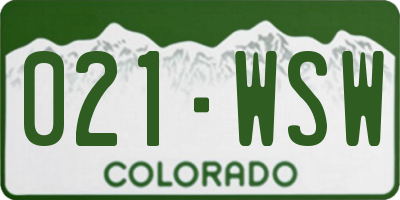 CO license plate 021WSW