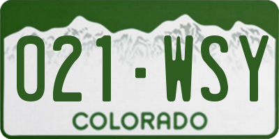 CO license plate 021WSY