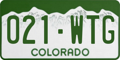CO license plate 021WTG