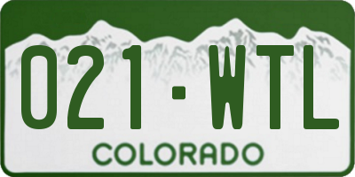 CO license plate 021WTL
