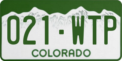 CO license plate 021WTP