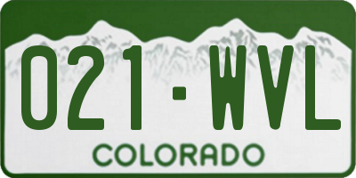 CO license plate 021WVL
