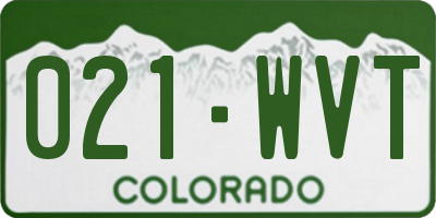 CO license plate 021WVT