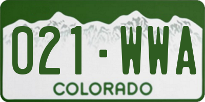 CO license plate 021WWA